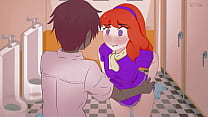 Red-haired Daphne takes off her panties in the toilet in front of an unknown guy without complexes ! Scooby-Doo. Hentai,Cartoon,Parody !